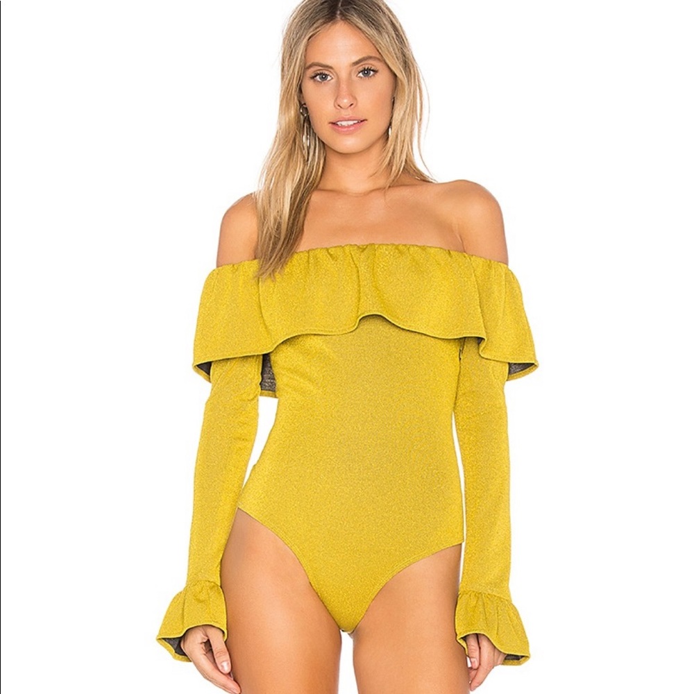 Endless Rose Ruffle Bodysuit in Golden Yellow